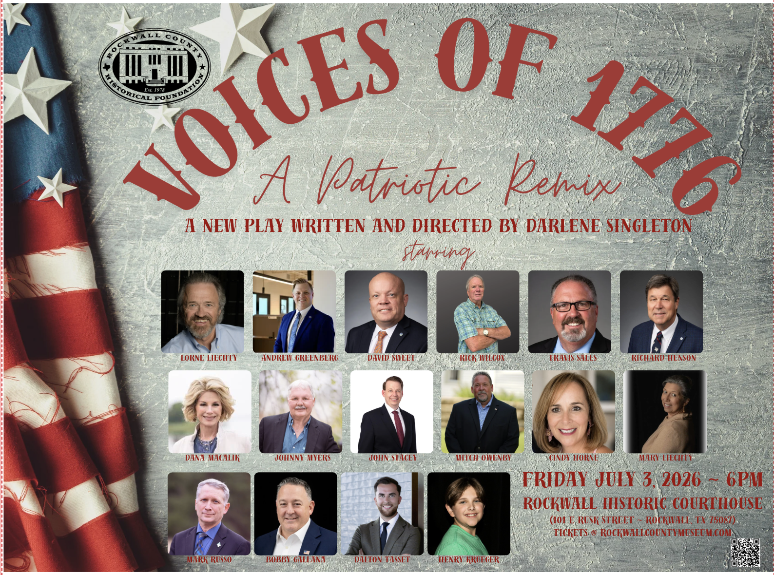 ‘Voices of 1776: The Remix’ presented by Rockwall County Historical Foundation