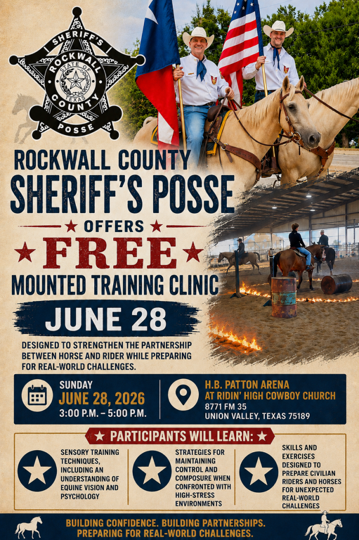 Rockwall County Sheriff’s Posse Offers Free Mounted Training Clinic June 28 for Area Horse Riders