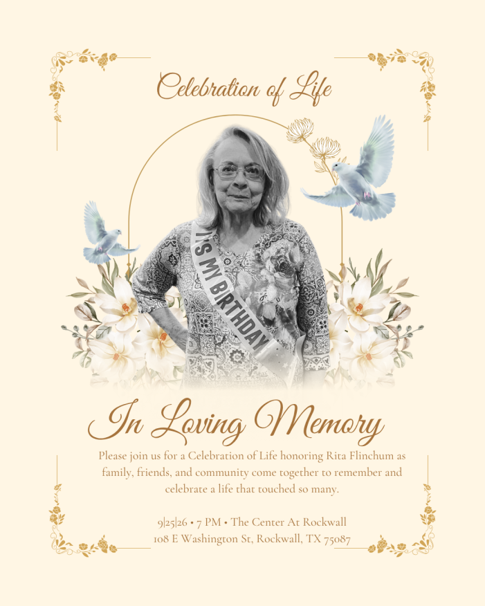 Rockwall Community Invited to Celebrate the Life of Rita Flinchum