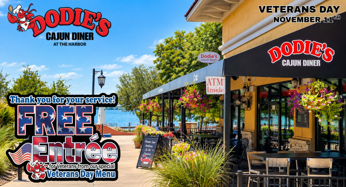 Veterans Eat Free at Dodie’s Cajun Diner in Rockwall on Veterans Day, November 11