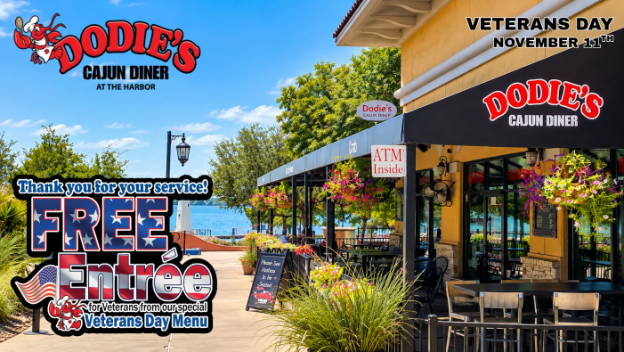 Veterans Eat Free at Dodie’s Cajun Diner in Rockwall on Veterans Day, November 11